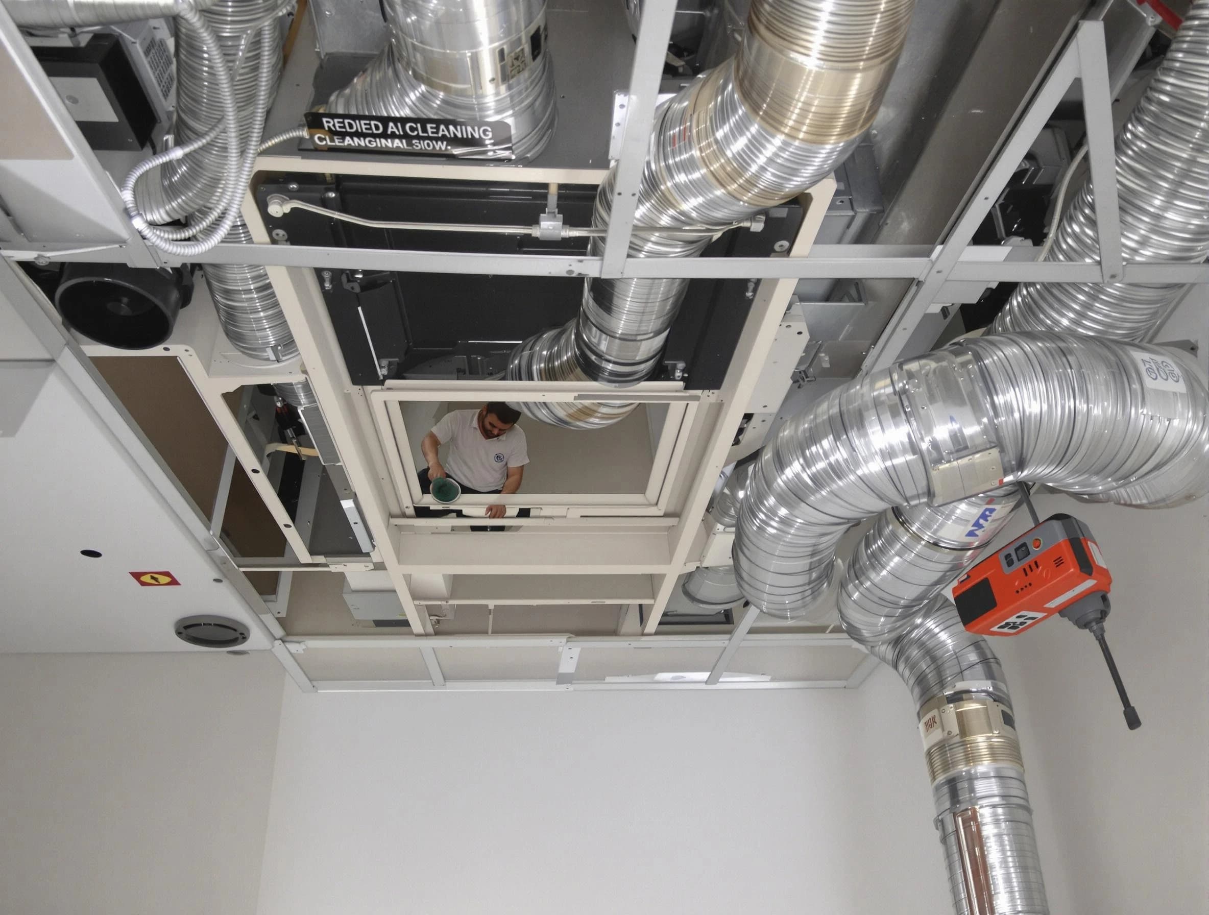 Goodyear Air Duct Cleaning technician performing detailed central duct system cleaning in Goodyear