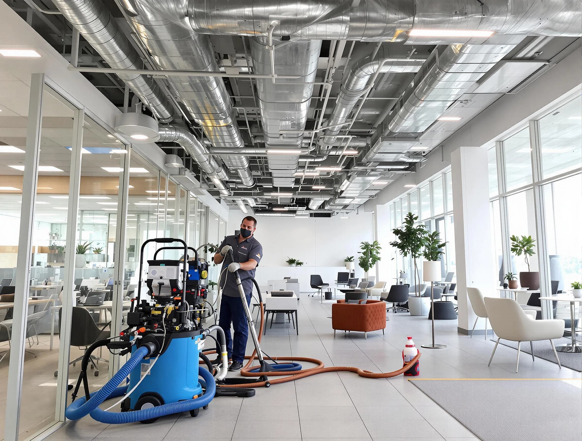 Goodyear Air Duct Cleaning team conducting comprehensive commercial duct cleaning at a business location in Goodyear