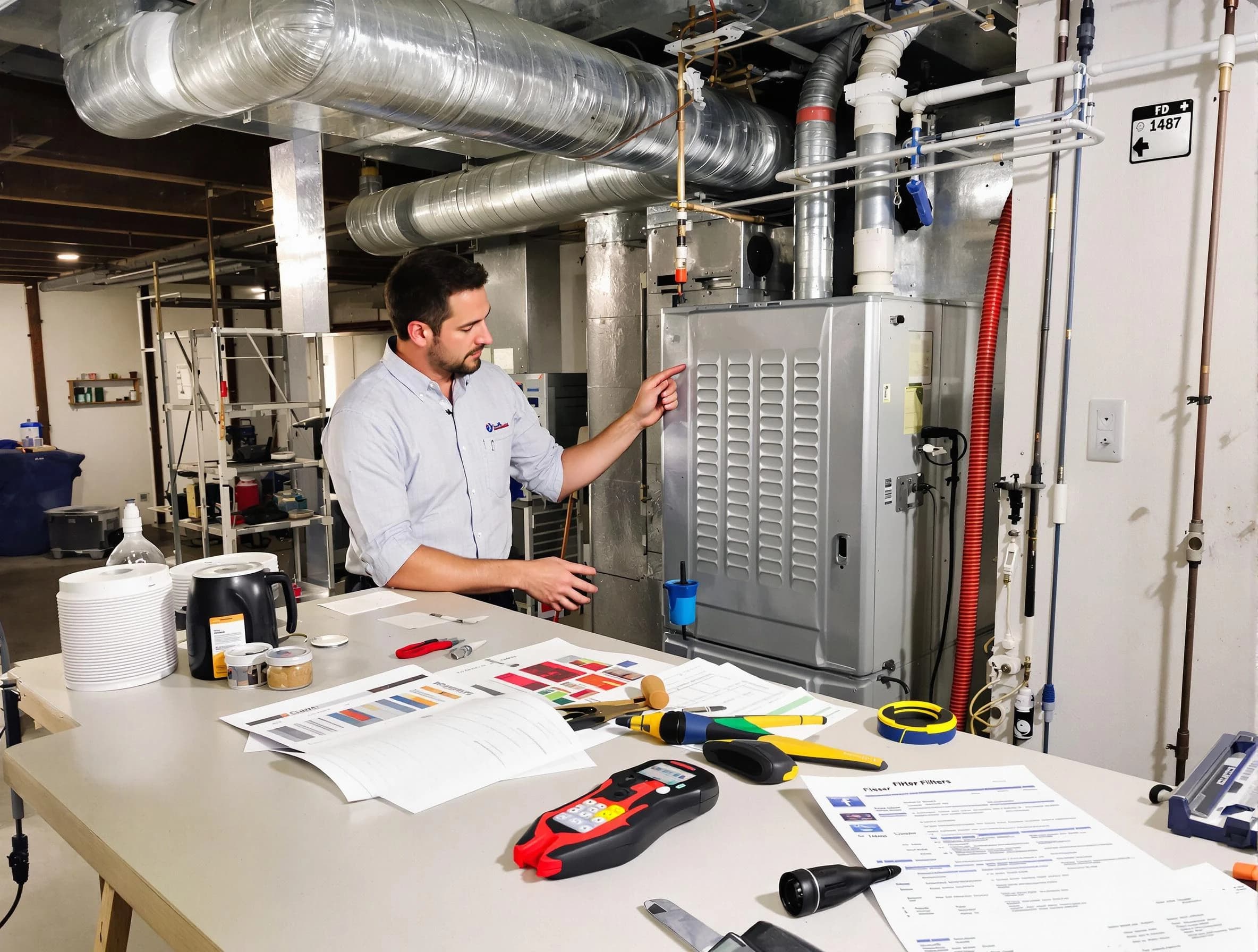 Goodyear Air Duct Cleaning inspector conducting detailed filter system evaluation using professional diagnostic tools in Goodyear