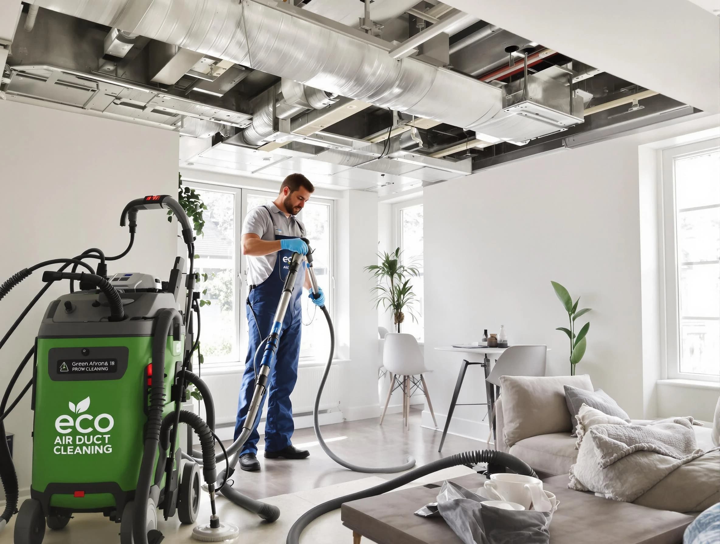 Goodyear Air Duct Cleaning technician performing eco-friendly duct cleaning using sustainable methods in Goodyear