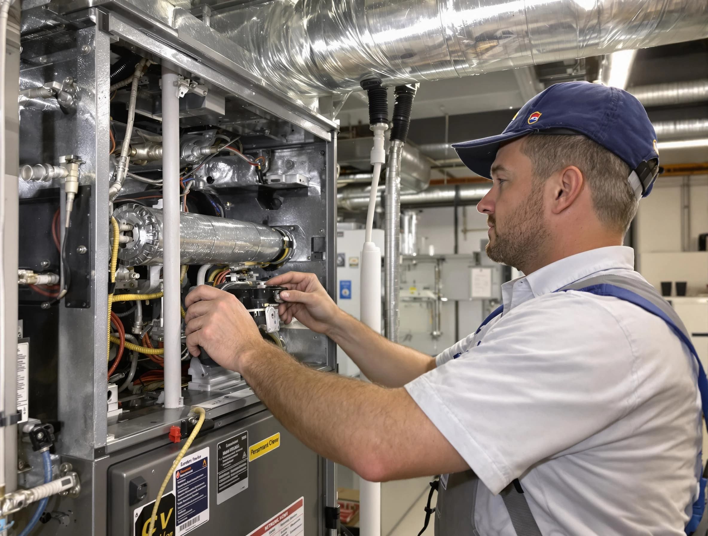 Goodyear Air Duct Cleaning specialist performing thorough furnace duct cleaning to improve heating efficiency in Goodyear