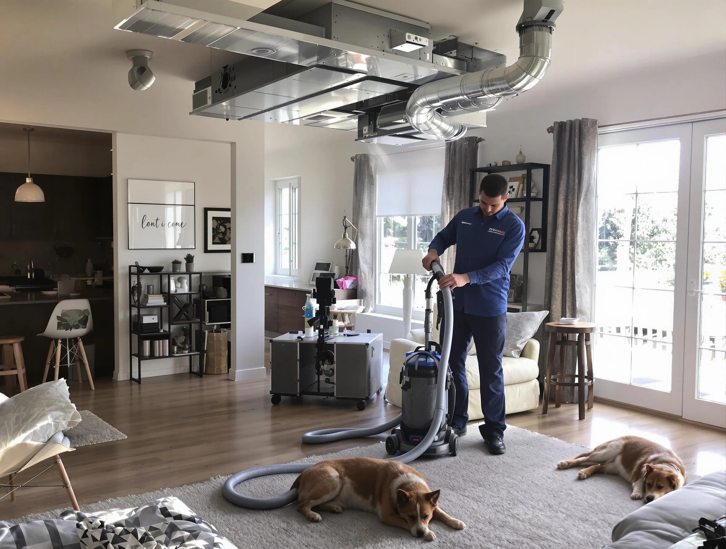 Goodyear Air Duct Cleaning technician performing detailed indoor duct cleaning for improved air quality in Goodyear