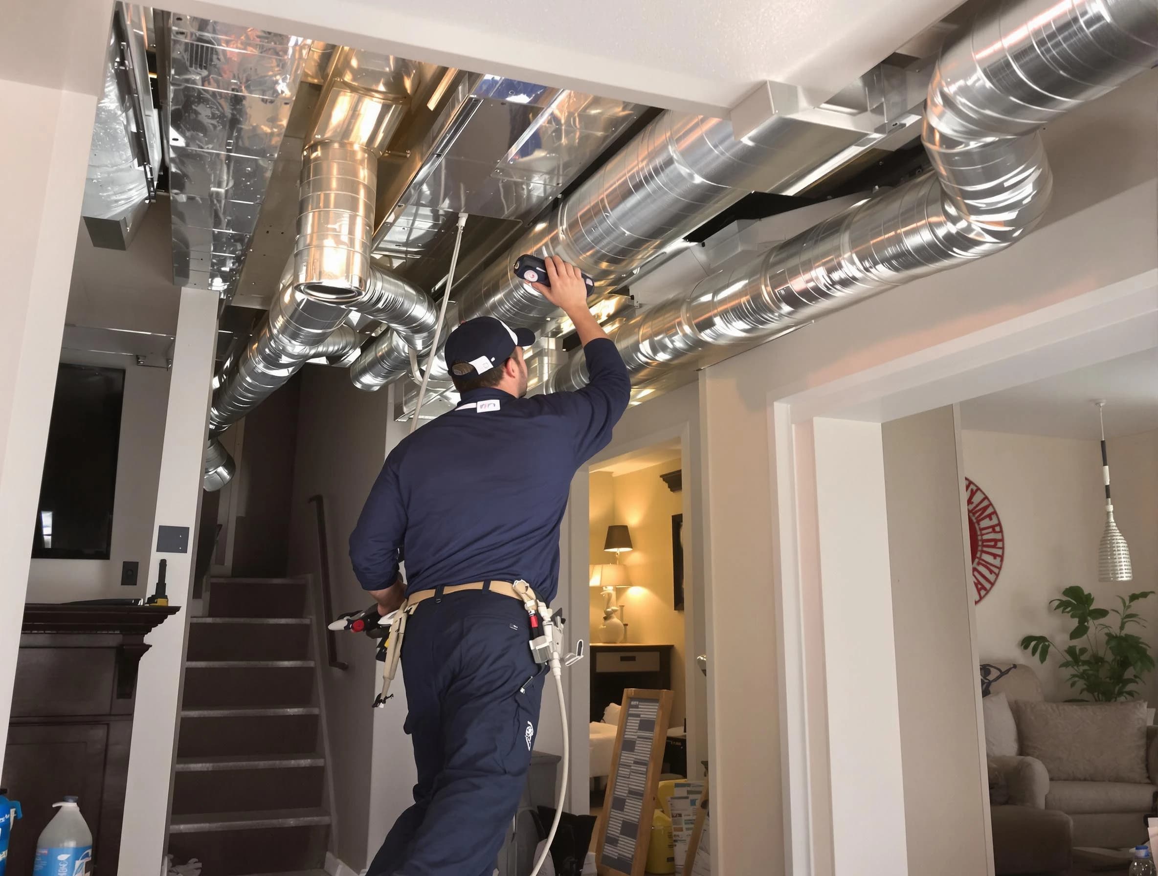 Goodyear Air Duct Cleaning expert performing specialized duct cleaning in a mobile home in Goodyear