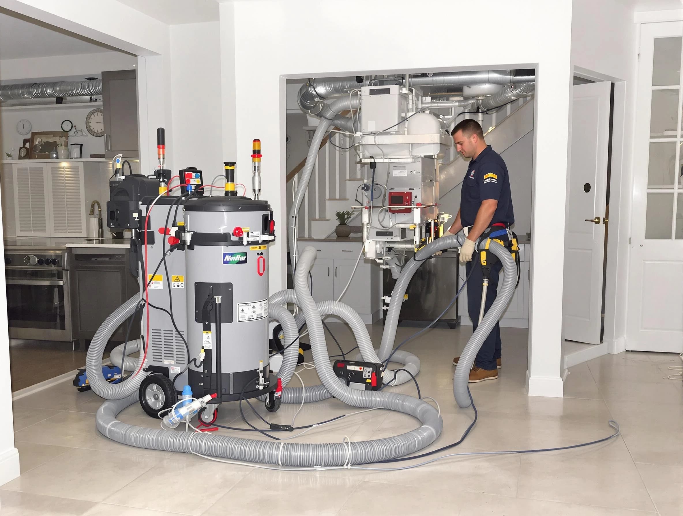 Goodyear Air Duct Cleaning technician operating negative pressure cleaning equipment for thorough duct maintenance in Goodyear