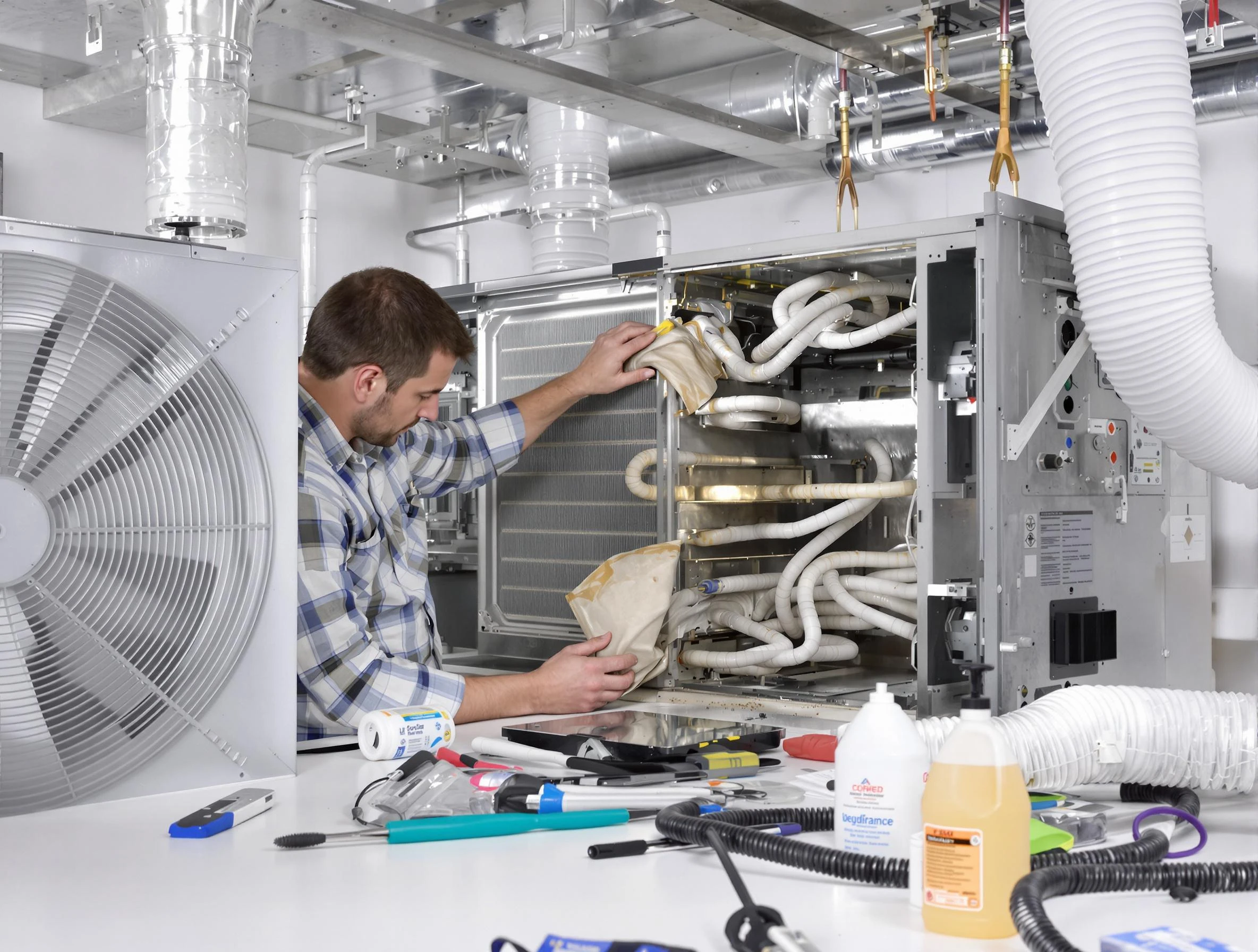 Goodyear Air Duct Cleaning specialist performing precision AC coil cleaning in Goodyear